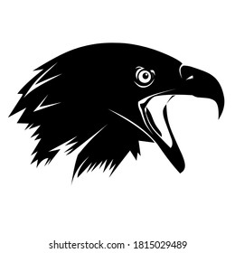 Black eagle head flat design. It is suitable for logos, images on t-shirts or jackets.