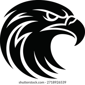 Black Eagle Head Logo Silhouette – Powerful Hawk Mascot Emblem Isolated on White Background