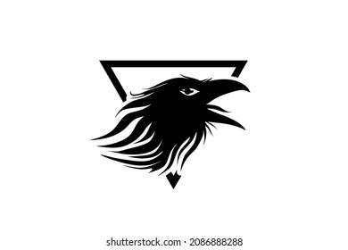 black eagle head symbol of strength vector illustration