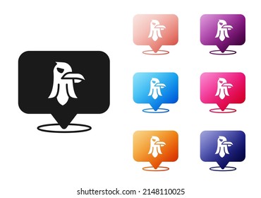 Black Eagle icon isolated on white background. American Presidential symbol. Set icons colorful. Vector