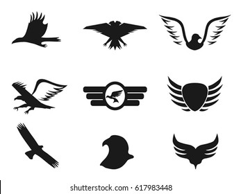 black eagle icons set