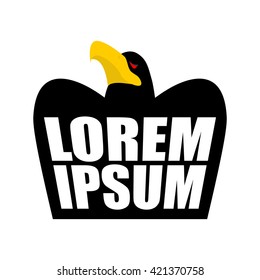 Black Eagle logo. Crow sign. head of hawk emblem. bird of prey wit large beak on white background
