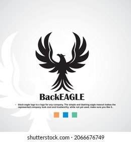 black eagle logo, silhouette of simple and great eagle vector illustrations