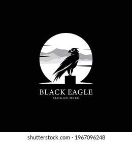 Black eagle logo vector icon illustration