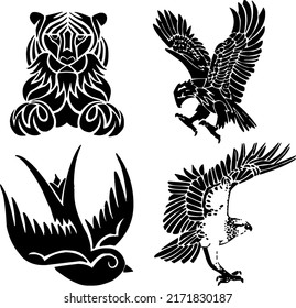 Black eagle logo vector materials temporary tattoo free animal design