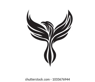 Black Eagle Predator Logo In Isolated White Background