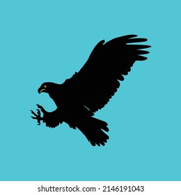 
Black eagle silhouette, pouncing pose