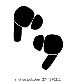 Black earbuds icon earphone logo isolated on white background 