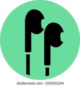 Black earphones, illustration, vector on white background.