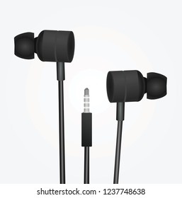 Black earphones. vector illustration