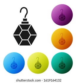 Black Earring icon isolated on white background. Jewelry accessories. Set icons colorful circle buttons. Vector Illustration