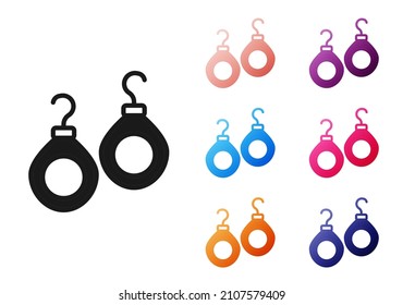 Icono de "Black Earrings" aislado en fondo blanco. Accesorios de joyería. Indique los iconos en colores. Vector