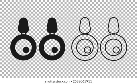 Icono de pendientes negro aislado sobre fondo transparente. Accesorios de joyería.  Vector