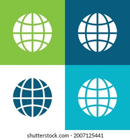 Black Earth Circle With Thin Grid Flat four color minimal icon set