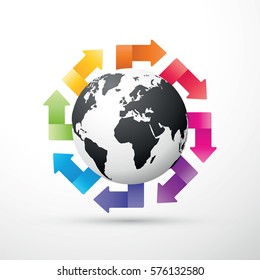 black earth with colored arrows