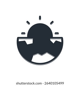 Black Earth core structure crust icon isolated on white background.  Vector