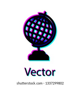 Black Earth globe icon isolated on white background. Vector Illustration