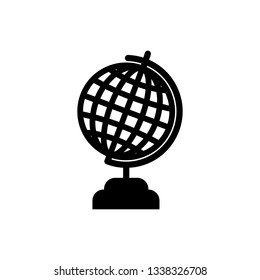 Black Earth globe icon isolated on white background. Vector Illustration