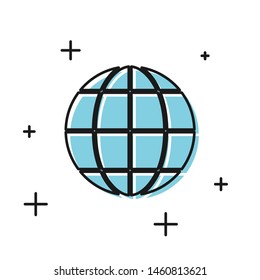 Black Earth globe icon isolated on white background. World or Earth sign. Global internet symbol. Geometric shapes.  Vector Illustration