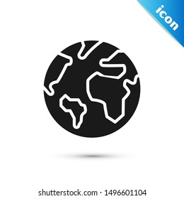 Black Earth globe icon isolated on white background. World or Earth sign. Global internet symbol. Geometric shapes.  Vector Illustration