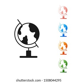 Black Earth globe icon isolated on white background. Set icons colorful. Vector Illustration