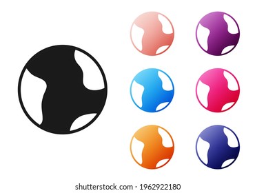 Black Earth globe icon isolated on white background. World or Earth sign. Global internet symbol. Geometric shapes. Set icons colorful. Vector
