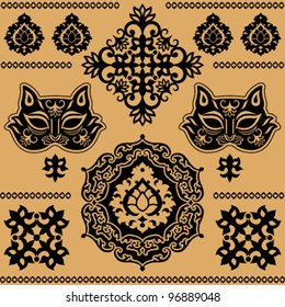 black east decorative pattern on the beige background