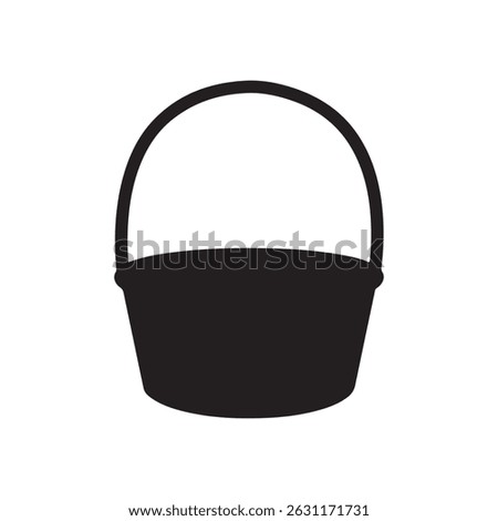 Black easter basket silhouette vector flat illustration on white background.