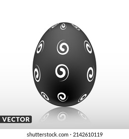 Black easter egg with Exotic pattern, vector, Illustration.