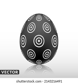 Black easter egg with Exotic pattern, Vector, Illustration.