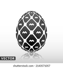 Black easter egg with Exotic pattern, vector, Illustration.