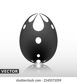 Black easter egg with Exotic pattern, vector, Illustration.