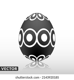 Black easter egg with Exotic pattern, vector, Illustration.