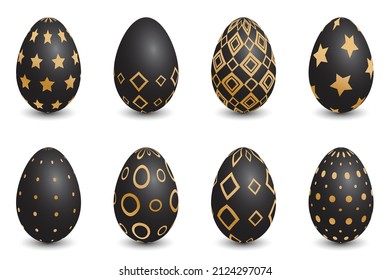 Black easter egg with gold pattern decoration