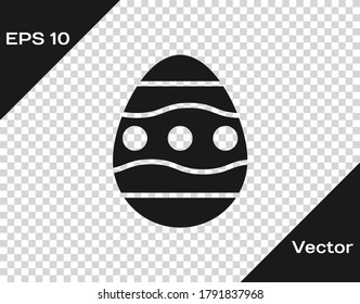 Black Easter egg icon isolated on transparent background. Happy Easter.  Vector Illustration