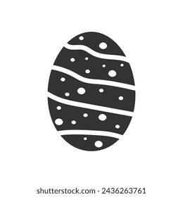 Black Easter egg. Vintage silhouette for Easter day, greeting card and design. Isolated vector illustration