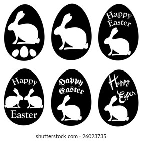 black easter eggs with white easter symbols