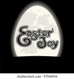 Black Easter Joy background with a Moonlike egg. Plenty of space to write your own wishes.