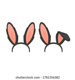 Black Easter Masks with Rabbit Ears Set for Celebration and Holiday. Vector illustration of Ostern Bunny Ear Costume Headband