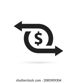 black easy cash flow icon with dollar symbol. concept of us currency sign for business or speed cashflow. simple trend modern minimal refinance logotype graphic design web element isolated on white