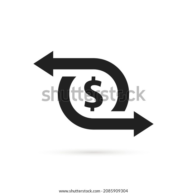 black easy cash flow icon with dollar symbol.\
concept of us currency sign for business or speed cashflow. simple\
trend modern minimal refinance logotype graphic design web element\
isolated on white