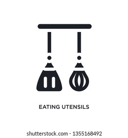 black eating utensils isolated vector icon. simple element illustration from hotel and restaurant concept vector icons. eating utensils editable logo symbol design on white background. can be use