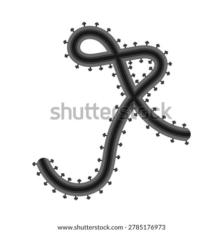 Black Ebola Virus Icon Dark Filovirus Particle Vector Illustration.