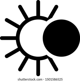 Black Eclipse of the sun icon isolated on white background. Total sonar eclipse.  Vector Illustration