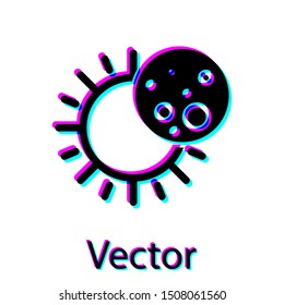 Black Eclipse of the sun icon isolated on white background. Total sonar eclipse.  Vector Illustration