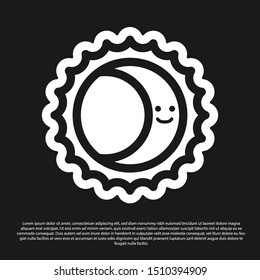 Black Eclipse of the sun icon isolated on black background. Total sonar eclipse.  Vector Illustration