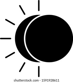 Black Eclipse of the sun icon isolated on white background. Total sonar eclipse.  Vector Illustration