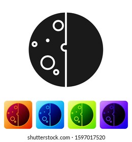 Black Eclipse of the sun icon isolated on white background. Total sonar eclipse. Set icons in color square buttons. Vector Illustration