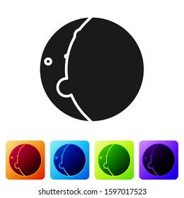 Black Eclipse of the sun icon isolated on white background. Total sonar eclipse. Set icons in color square buttons. Vector Illustration