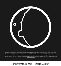 Black Eclipse of the sun icon isolated on black background. Total sonar eclipse.  Vector Illustration